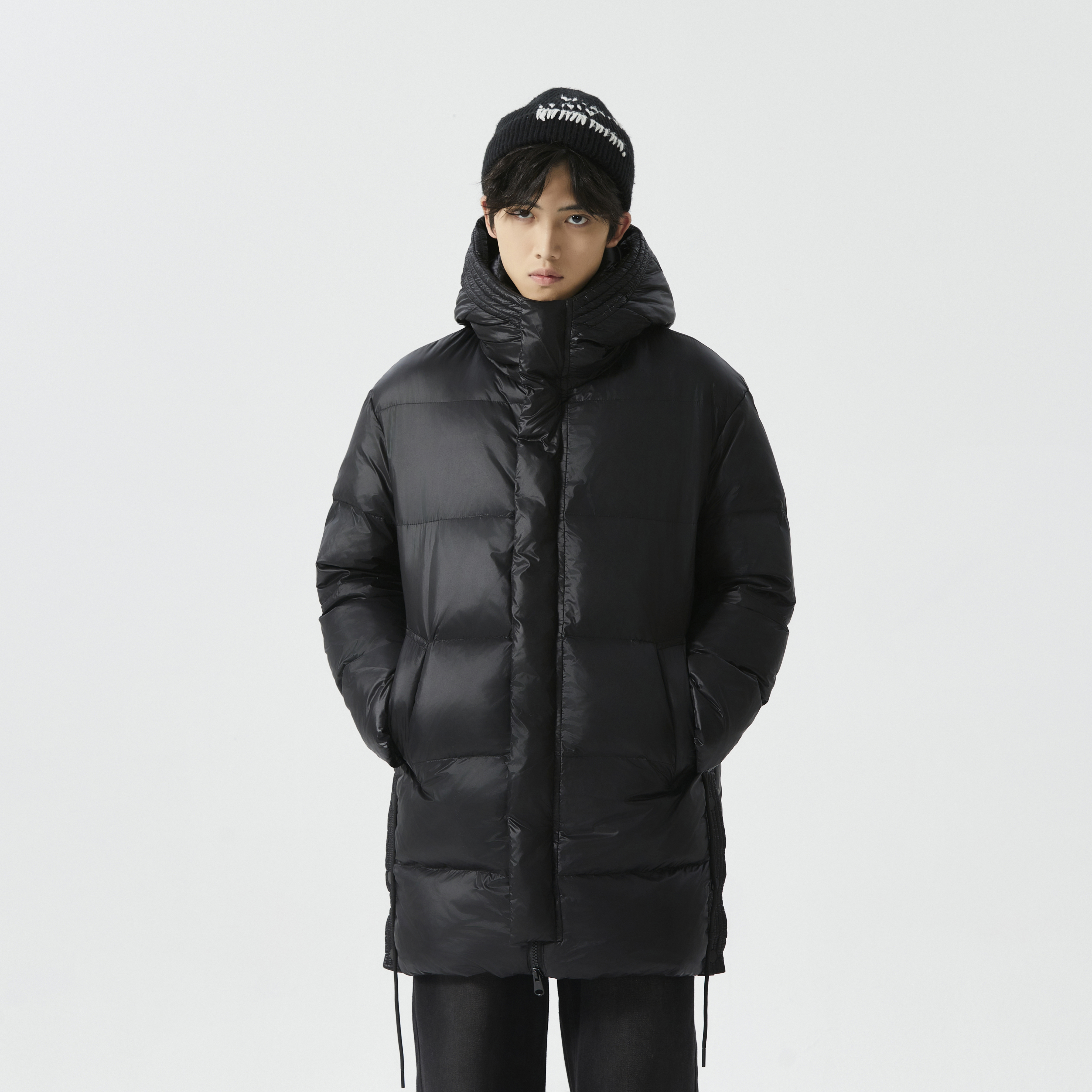 中长款连帽羽绒服情侣保暖外套