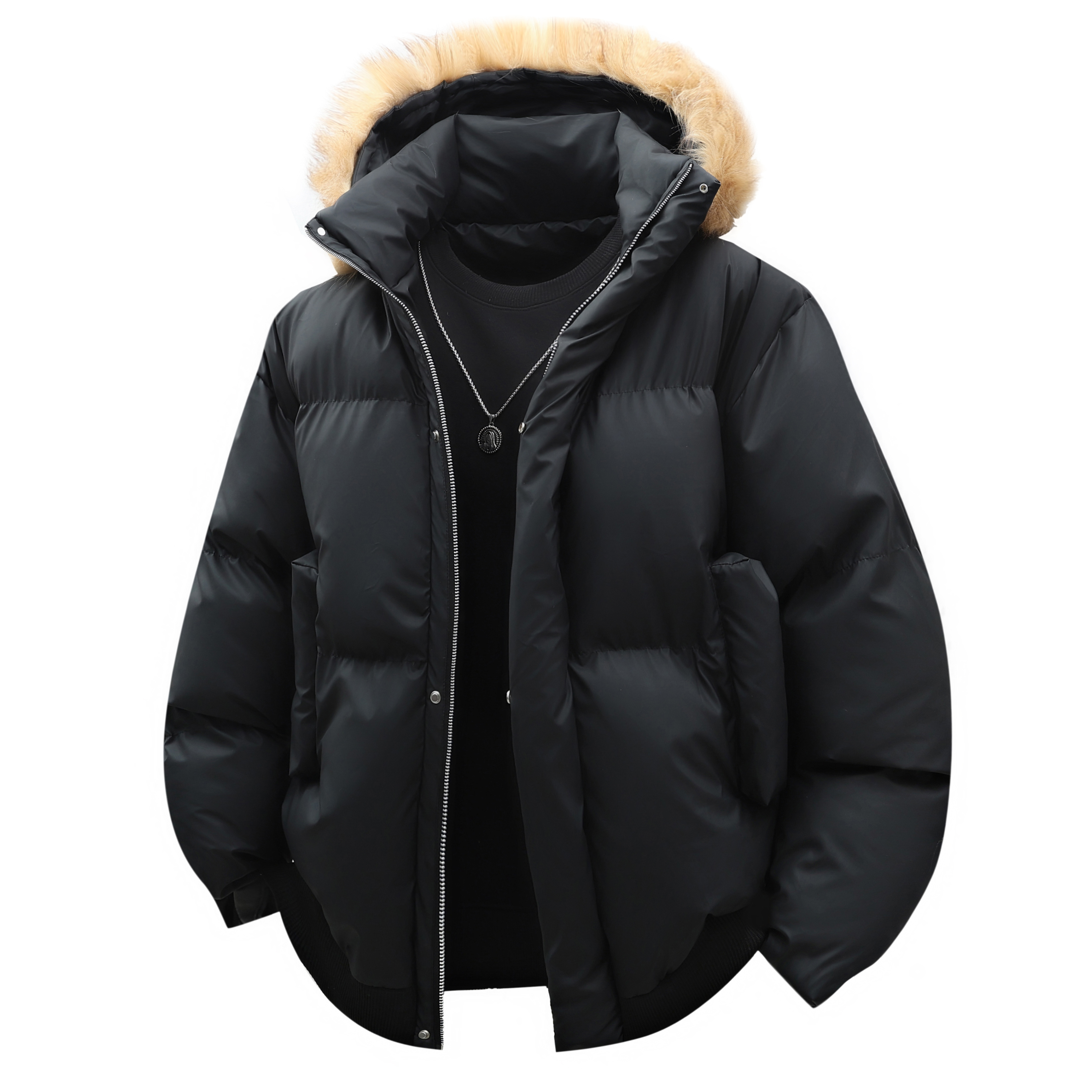 毛领连帽棉衣男女冬季加厚保暖