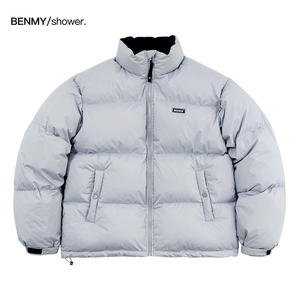 benmyshower国潮2023新款美式加厚羽绒服男女情侣装冬季灰色外套