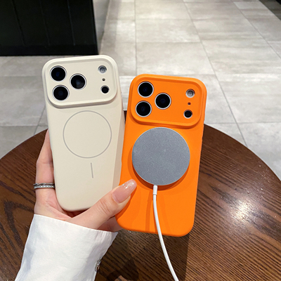 适用于iphone17pro真液态硅胶磁吸16pro防摔手机壳15全包promax简约