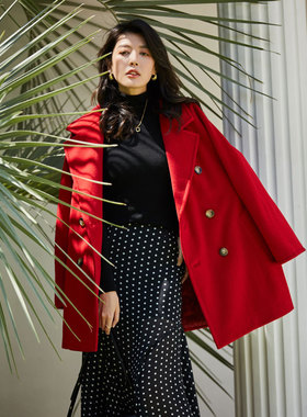 盛宏严选冬新M家经典101801立绒柔顺小个子短款羊毛大衣女13802