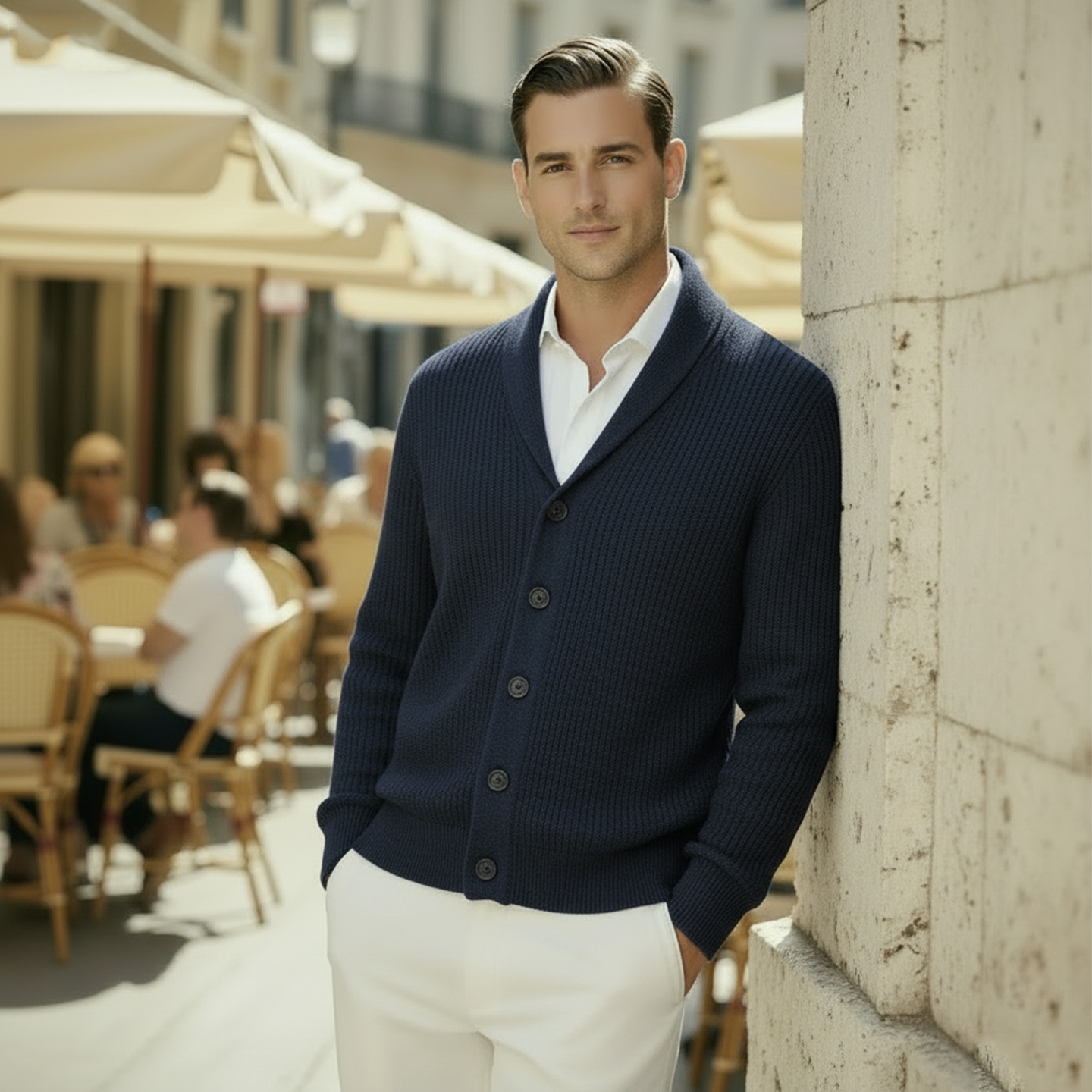 ORREEL青果领针织开衫男毛衣外套