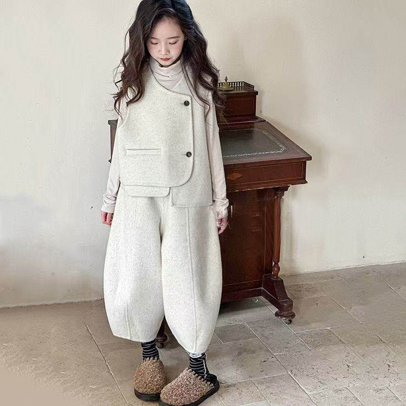 男女童韩国童装毛呢马甲套装2025春秋新款毛呢洋气儿童裤子呢子潮,童装/婴儿装/亲子装,套装,淘宝优惠券,粉丝福利购,淘宝优惠卷