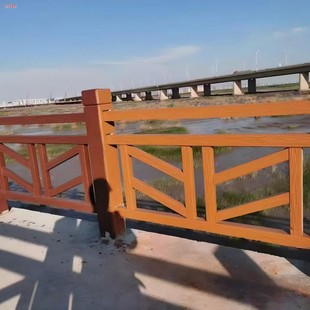 水泥仿木栏杆农村景区河边鱼塘河道混凝土防木纹围栏仿木水泥护栏