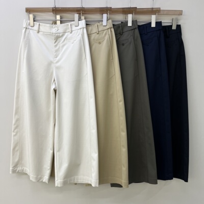 春季新款时尚女装简约通勤莫代尔桑蚕丝立裁九分裤宽松直筒休闲裤