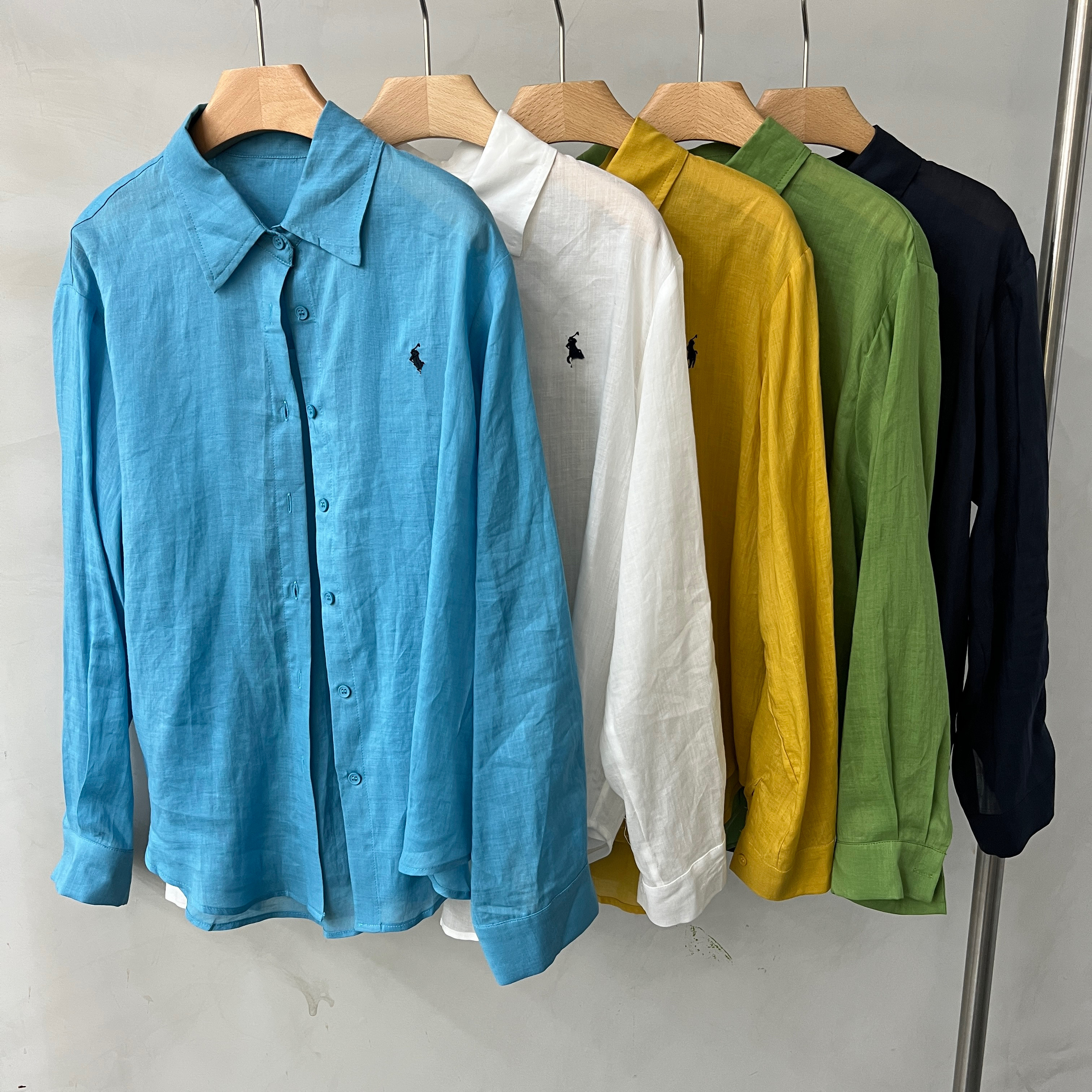 欧货女装2026春夏新款时尚翻领单排扣糖果色亚麻薄款防晒衬衫外套