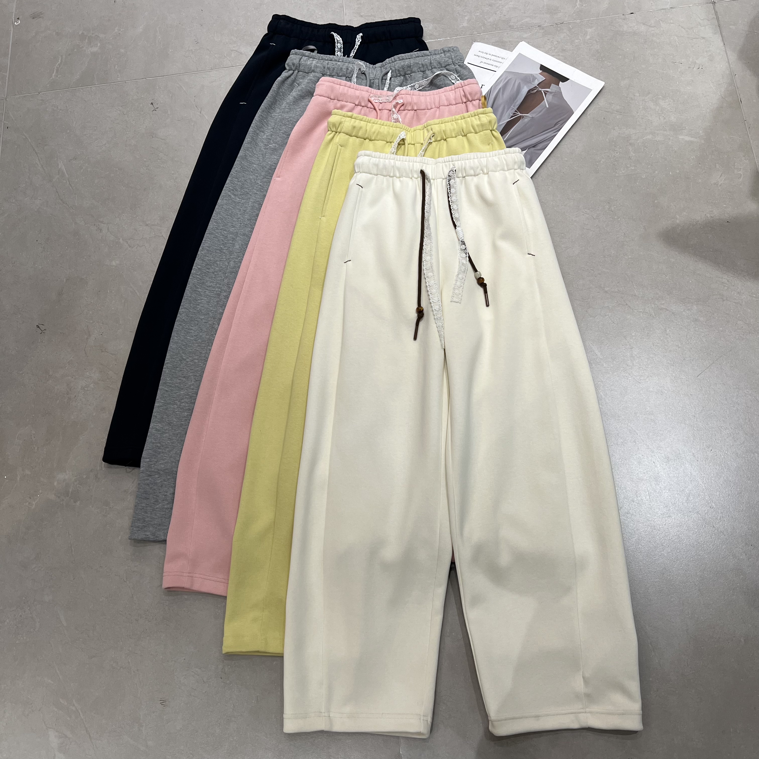 欧货女装2026春季新款松紧腰抽绳窄版卫裤百搭休闲裤弯刀裤88860