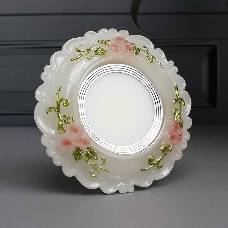 家用筒灯嵌入式欧式射灯筒灯牛眼灯仿玉石田园风格三色变光洞灯