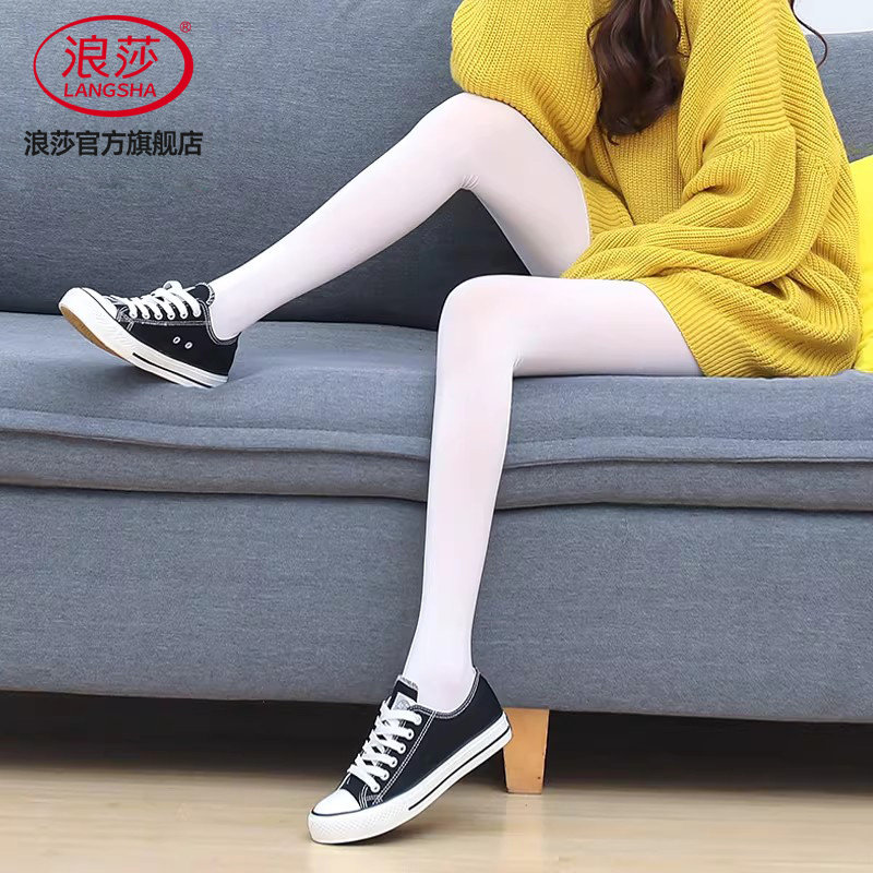 浪莎白色丝袜 薄款防勾丝春夏连裤袜 日系成人舞蹈学生打底袜子女