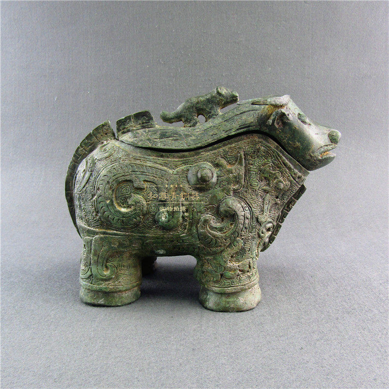 仿古青铜器牛尊青铜犀牛家居摆件工艺品礼品别墅公司装修古典装饰
