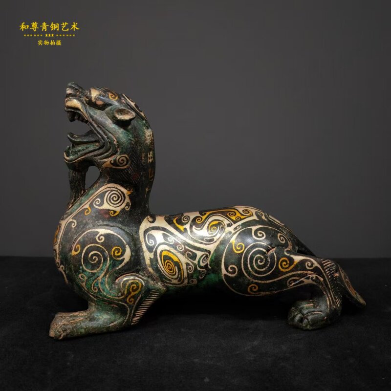 仿古青铜器错金银貔貅家居摆件