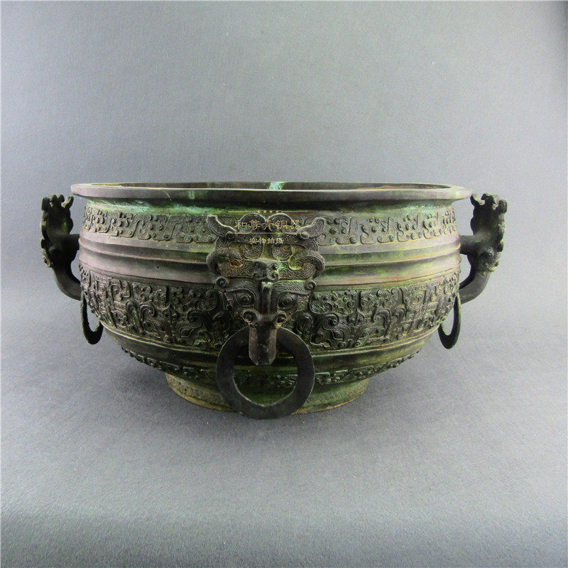 仿古青铜器铜鉴工艺品家居摆件礼品包邮艺术摆设放博古架装饰摆件