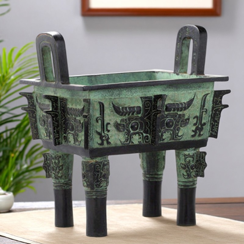 仿古青铜器方鼎工艺礼品公司桌面摆件克鼎包邮兽面鼎落地鼎办公鼎