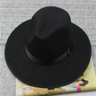 上海滩复古礼帽 黑色大檐爵士礼帽 中老年人 男女士舞台表演帽子