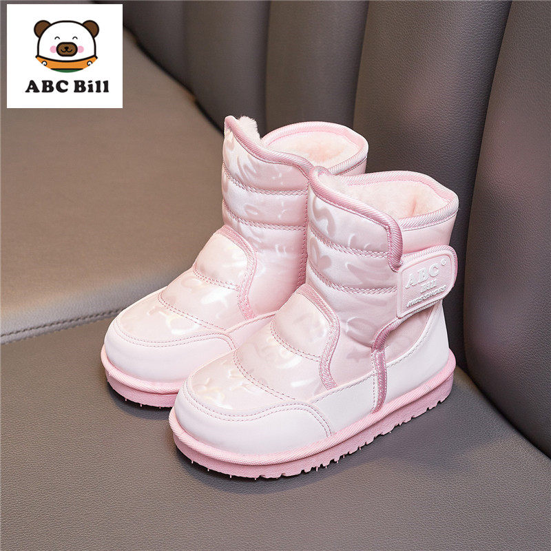 ABC BILL新款儿童冬季棉靴男女童厚底防水高筒雪地靴加厚防滑靴子