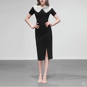 长裙包臀裙子短袖 显瘦中长款 连衣裙2020新款 黑色修身 夏装