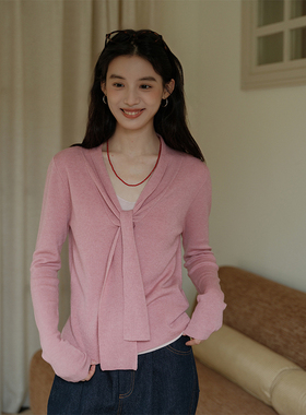 【现货】Botanique植物学 梅子可露丽 假两件美丽诺羊毛绑带毛衣