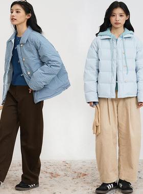 【现货】Botanique植物学 海盐巧克力 格纹两面穿90%白鸭绒羽绒服