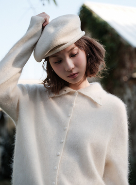 Botanique植物学“奶呼呼”羊绒羊毛拉毛工艺堆堆领毛衣