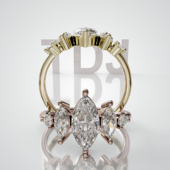 18K金马眼石主石排镶戒轻奢小众设计感婚戒可定制百搭通勤食指戒