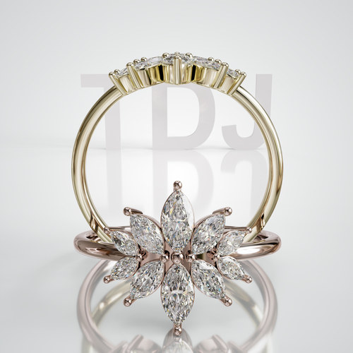 18K金水滴群镶轻奢可定制女戒