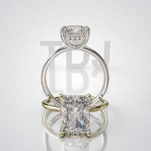 18K金雷迪恩主石围镶光面戒轻奢小众设计感婚戒可定制百搭通勤戒