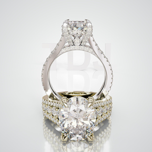 18K金蛋形主石四爪镶满圈戒轻奢小众设计感婚戒可定制百搭食指戒