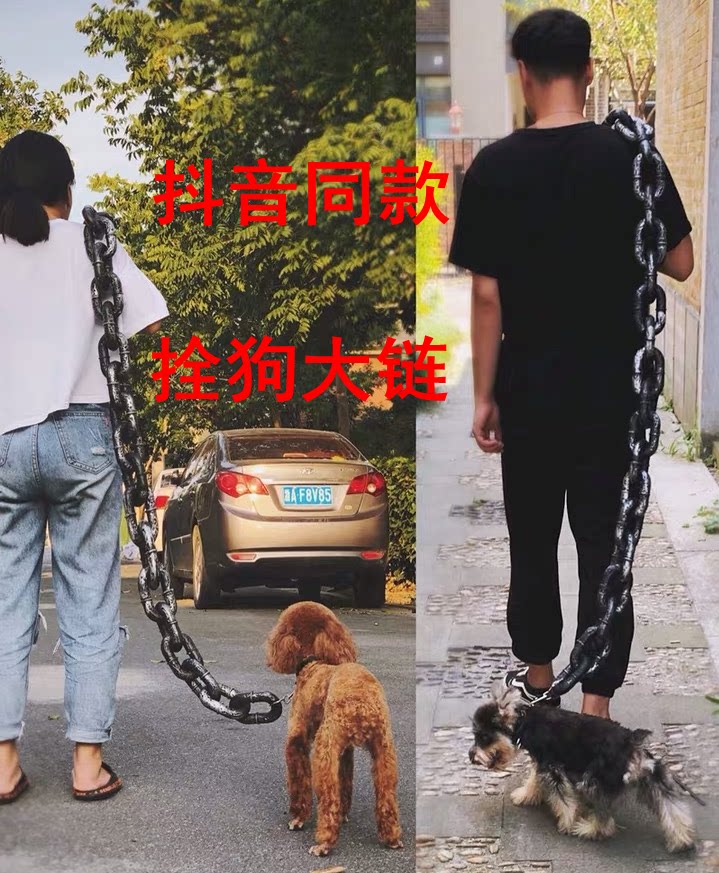宠物恶犬用仿真大铁链抖音同款狗链子粗塑料大链条遛狗牵引绳子新