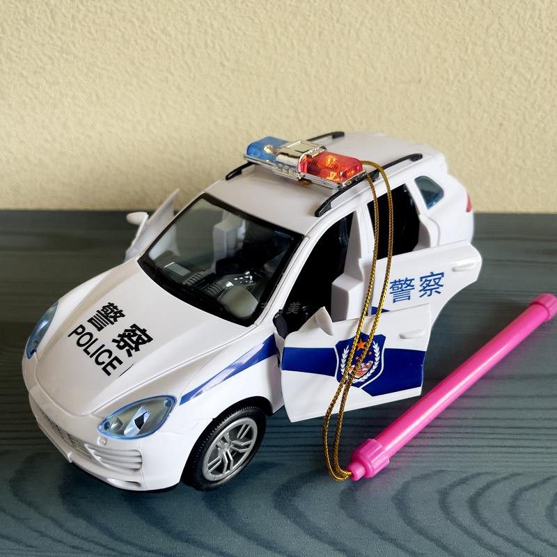 元宵中秋节儿童礼物手提灯笼玩具仿真警车电动万向自动开门公安车