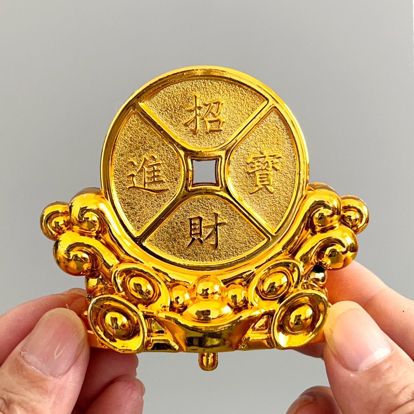 新款带底座铜钱招财进宝金元宝摆件家居装饰金色招财币生意兴隆热