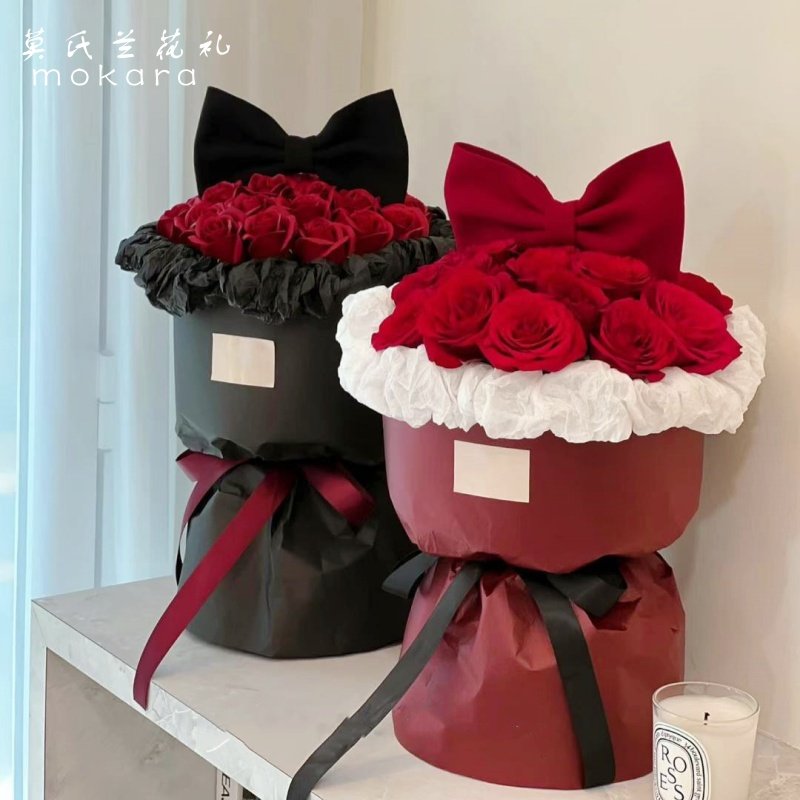 草莓花束半成品大蝴蝶结红色花壳手工创意礼物生日情人节送女朋友