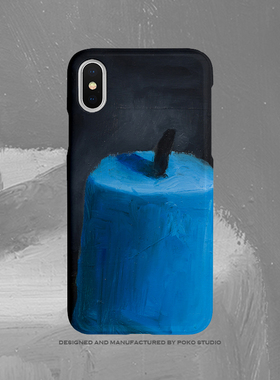 POKO克莱因蓝色蜡烛适用于华为小米苹果X12荣耀50复古油画手机壳