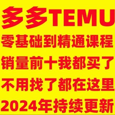 2024Temu入门开店选品教程跨境海外拼多多电商运营学习新手速成课