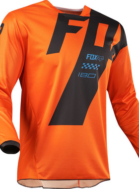 定制FOX橙色速降服潮牌越野T恤速干透气长袖山地自行车摩托车服