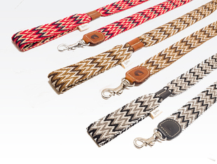 [断码促销]Buddys西班牙编织黑棕色狗项圈牵引绳宽有机棉 petisan