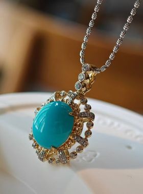 原矿美松吊坠18K金钻石镶嵌特别好看的设计天然原矿无电解优化