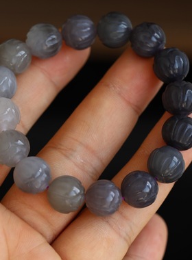 高端设计天然和田玉烟紫手链