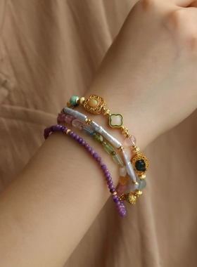 女珍珠紫云母碧玺萤石多宝