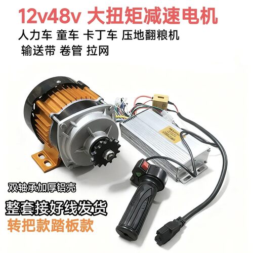 12v48v大扭矩中置减速电机童车卡丁车压地机输送带卷管拉货车搅拌