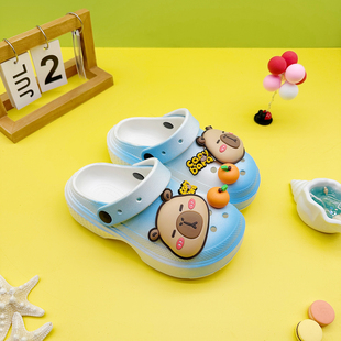 软底防滑包头凉鞋 卡通大头卡皮巴拉EVA洞洞鞋 男女童亲子拖鞋 新款