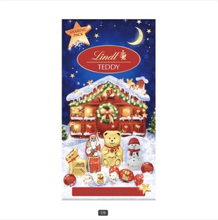 开市客代购 德国产瑞士莲泰迪熊新年节日分享礼袋牛奶巧克力含55粒