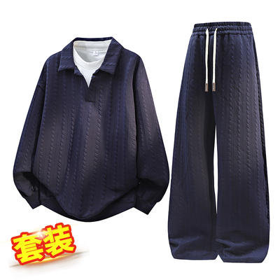 T88款【工厂直供】3D立体图爆款透气大码假两件提花套装新款新图