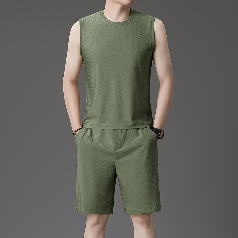 2026年休闲舒适宽松清凉透气亲肤柔软简约男士商务无袖套装