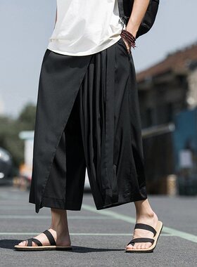 黑武士裤男不规则设计感裙裤直筒剑道裤新中式男装DK112-P55控78