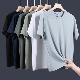 夏季 加大码 t恤男士 胖子超薄宽松排汗速干休闲体恤中 8XL冰丝短袖