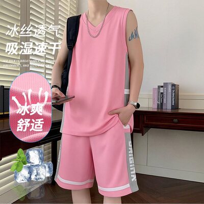 11020背心短裤套装男2026夏季无袖冰丝速干宽松打球训练服村BA套