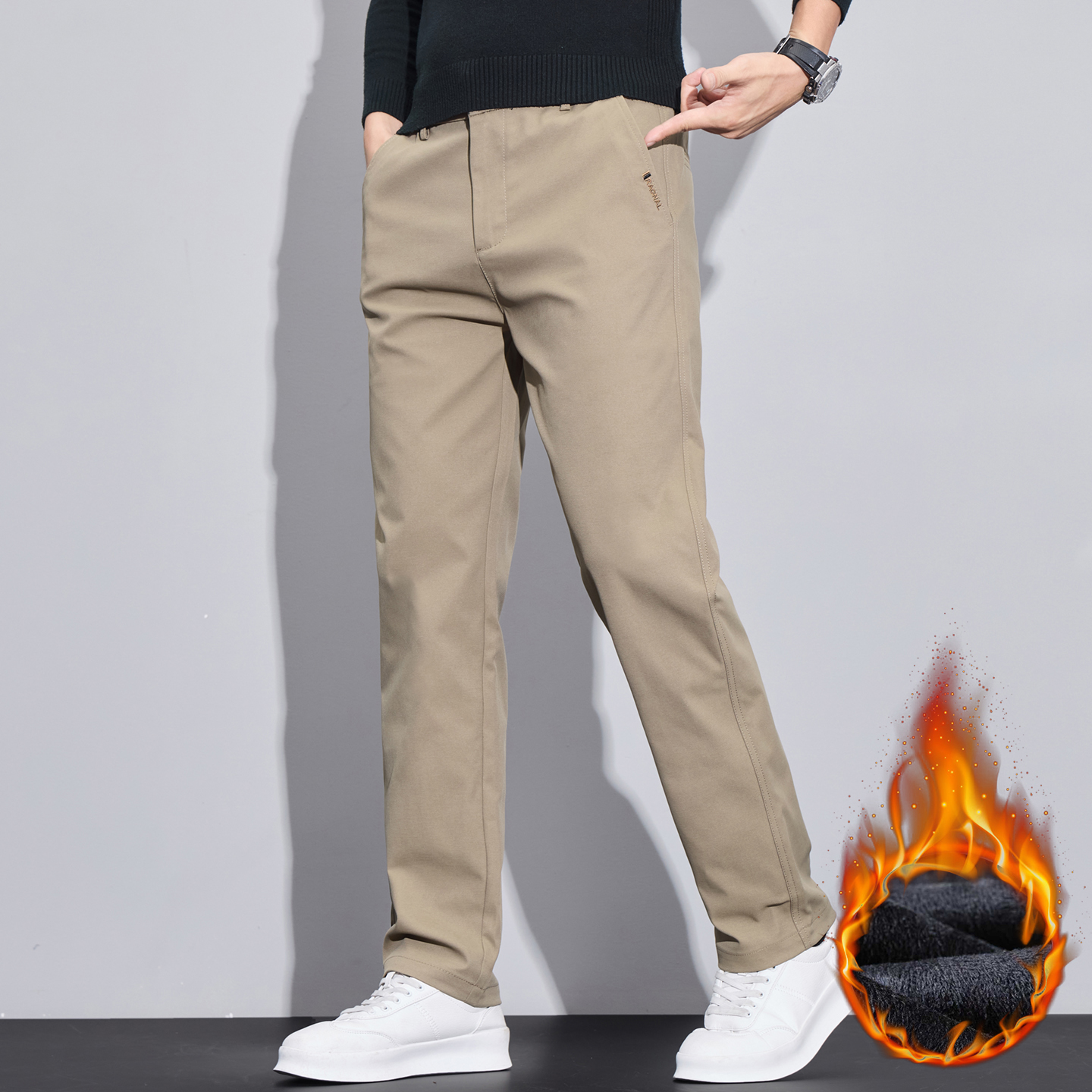 2025男装秋冬加绒休闲裤时尚休闲男装厚款保暖爆款男裤子轻商务风