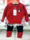幼小童装 女童春秋套装 儿童红印花花边T恤打底长裤 韩版 3件套装