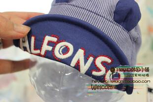 幼小童韩版童帽 儿童帽子 男童软檐鸭舌帽 宝宝耳朵条纹棒球帽1