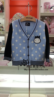 幼小童韩版童装 春秋儿童线衣男童针织蓝色白点条纹开衫外套上衣